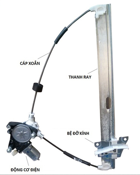Hệ thống nâng hạ kính sử dụng dây cáp kéo