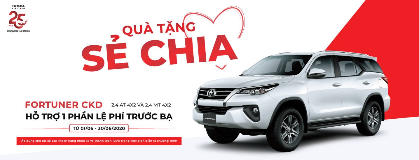 ƯU ĐÃI LỆ PHÍ TRƯỚC BẠ DÀNH CHO KHÁCH HÀNG MUA XE FORTUNER TRONG THÁNG 6