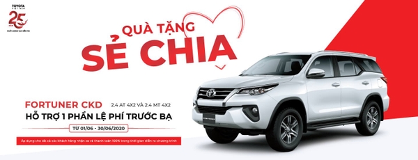 ƯU ĐÃI LỆ PHÍ TRƯỚC BẠ DÀNH CHO KHÁCH HÀNG MUA XE FORTUNER TRONG THÁNG 6