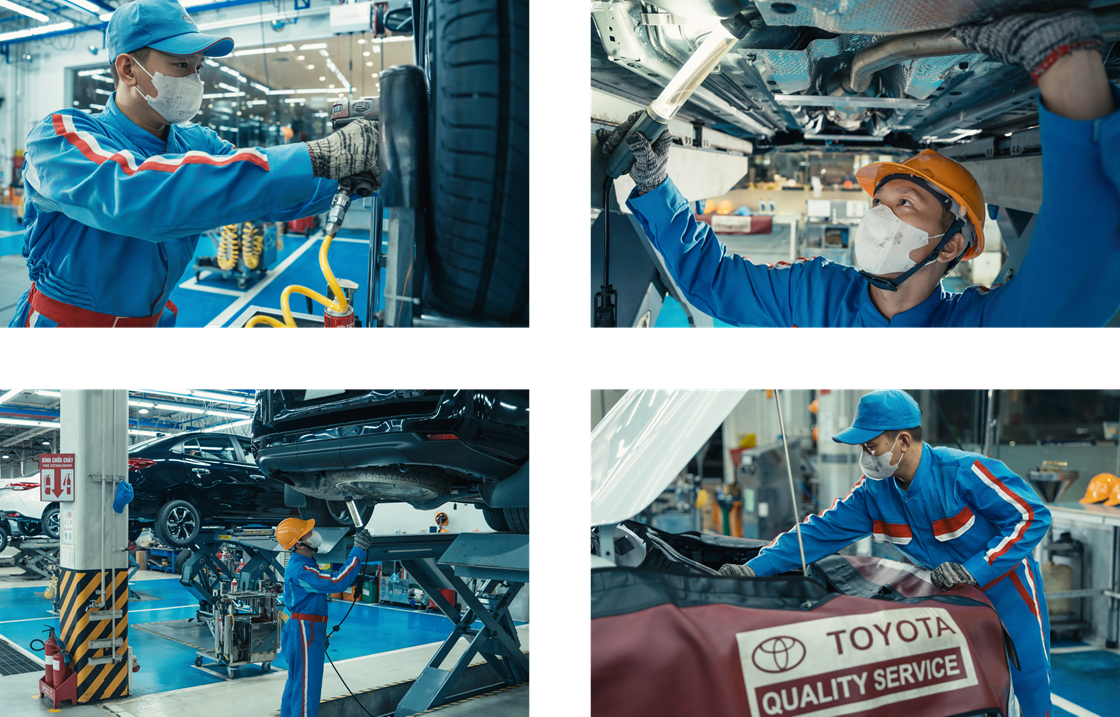 Sơ đồ minh họa các cấp độ và mốc bảo dưỡng xe ô tô định kỳ theo tiêu chuẩn Toyota