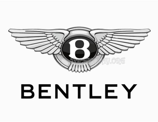 Logo của hãng xe Bentley màu bạc với đôi cánh