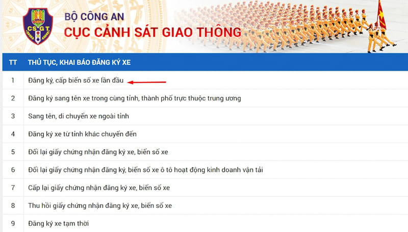 Thao tác khai báo thủ tục đăng ký xe ô tô điện online