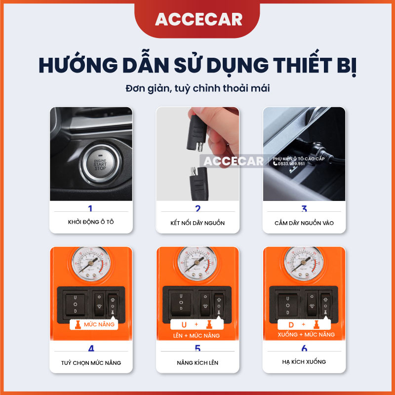 Bơm hơi đa năng với phụ kiện ống dẫn khí