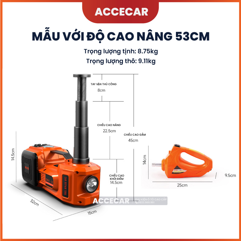 Bộ điều khiển và dây nguồn của kích nâng gầm điện tử
