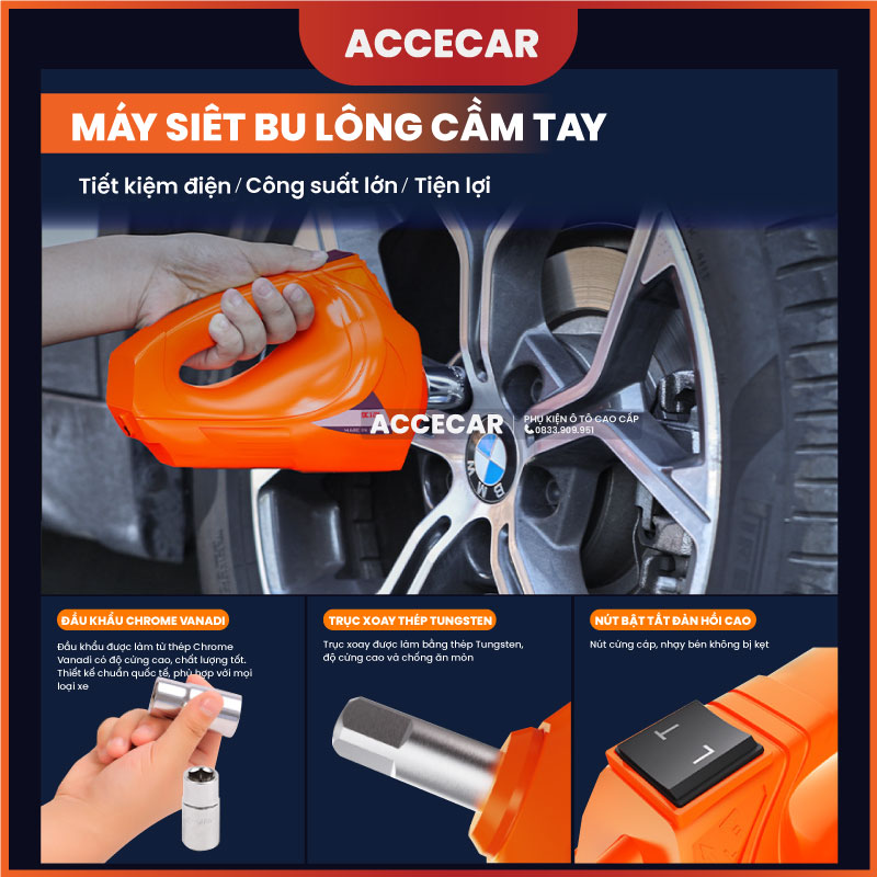 Cận cảnh cờ lê điện và đầu khẩu đang gắn trên bu lông
