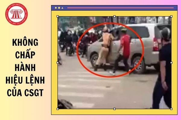 Cảnh sát giao thông điều khiển giao thông, minh họa lỗi vi phạm của xe ô tô không chấp hành hiệu lệnh