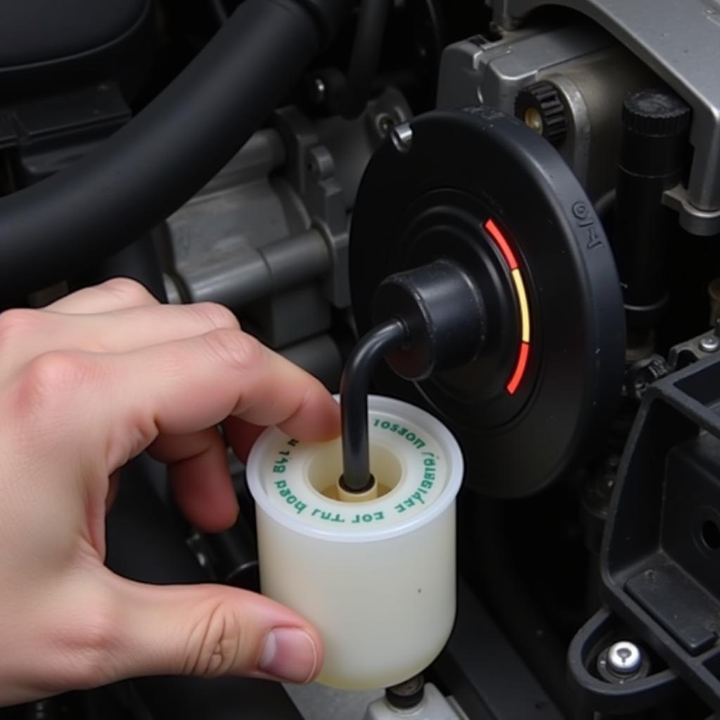 Kiểm tra mức dầu phanh (dầu thắng) khi đèn báo dấu chấm than trên xe ô tô sáng