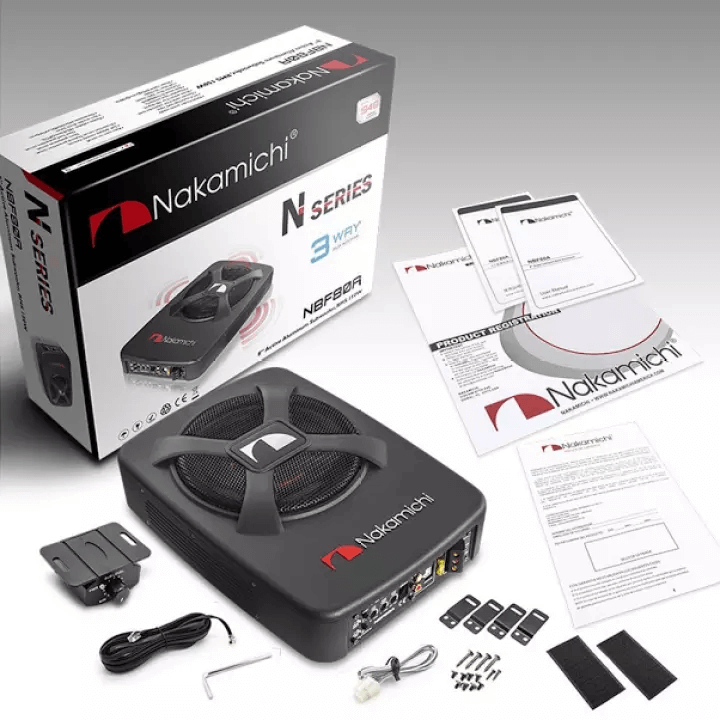 Loa bass Nakamichi NBF 80A dưới gầm ghế ô tô