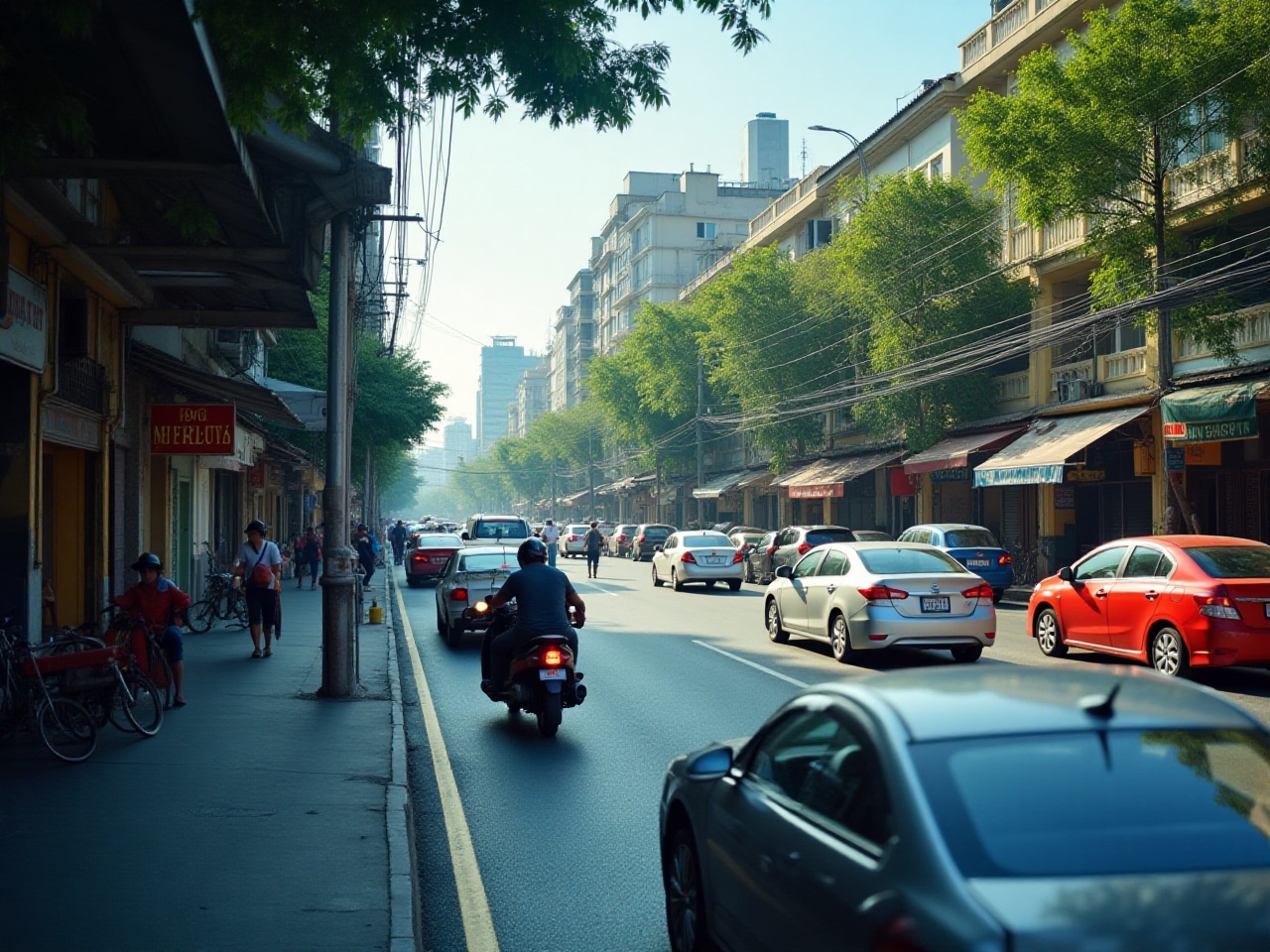 Xe ô tô dừng đỗ tại khu vực có biển cấm, minh họa lỗi vi phạm luật giao thông xe ô tô