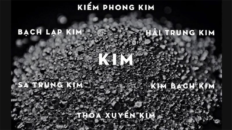 Bảng liệt kê các năm sinh thuộc mệnh Kim và loại mệnh Kim tương ứng