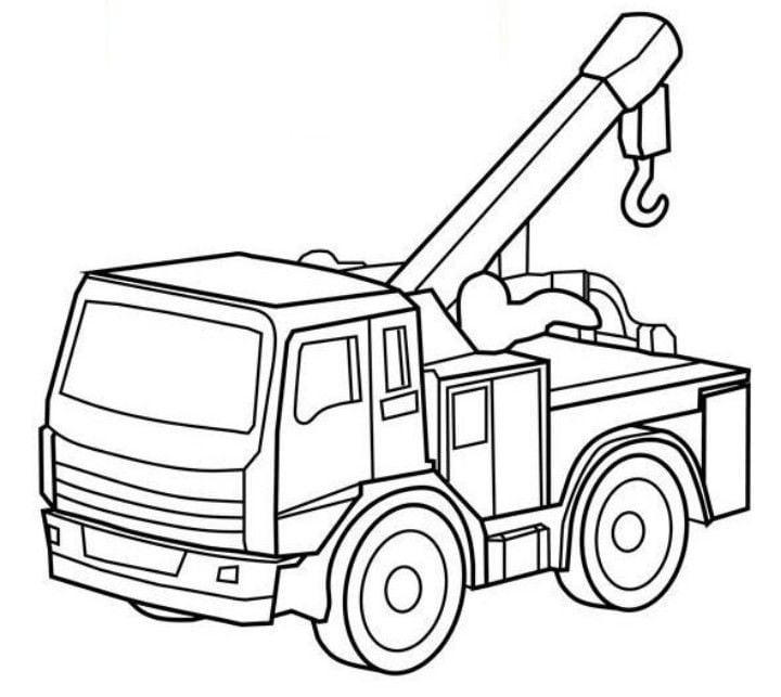 Tranh tô màu xe cần cẩu trên công trường