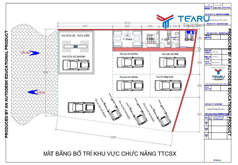 Bố trí mặt bằng tiệm rửa xe