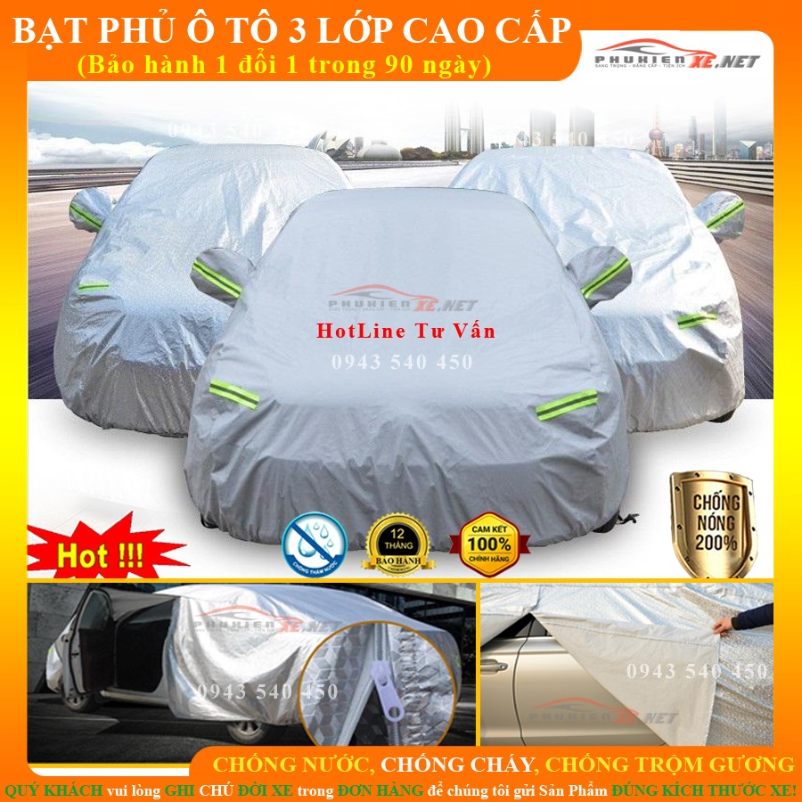 Bạt phủ xe ô tô 4 chỗ đang che phủ xe ngoài trời