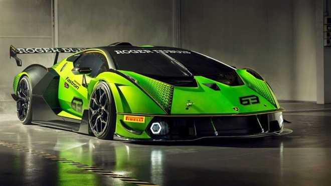 Lamborghini Essenza SCV12 màu xanh lá và đen, siêu xe chỉ dành cho đường đua