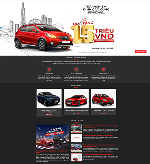 Giao diện website mẫu cho đại lý xe ô tô Chevrolet