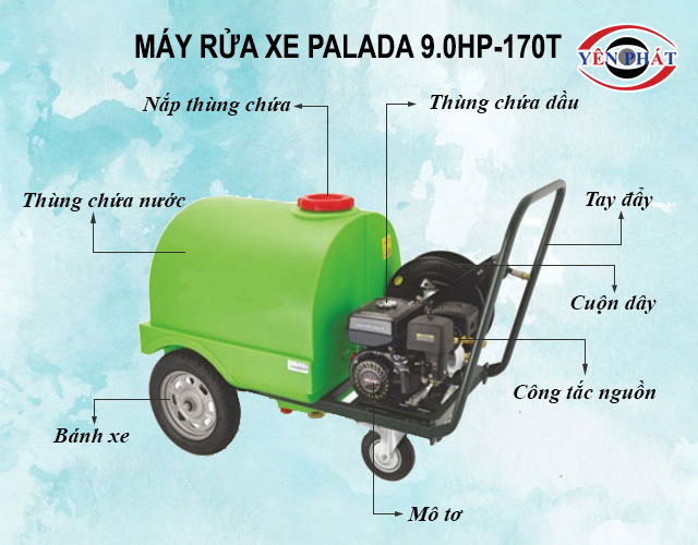 Cấu tạo chi tiết máy phun rửa xe ô tô công nghiệp Palada 9.0HP-170T