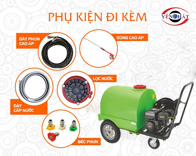 Các phụ kiện đi kèm máy phun rửa xe ô tô Palada 9.0HP-170T