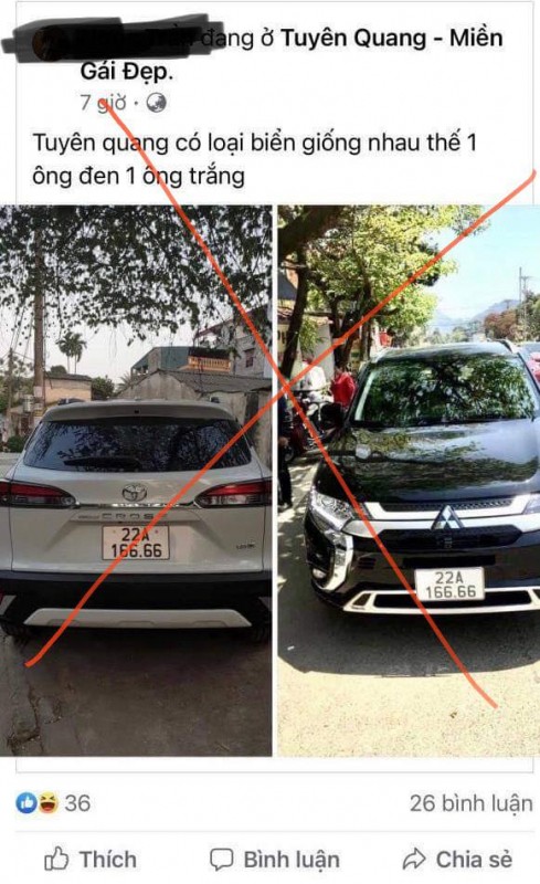 Hai xe ô tô cùng biển số được lan truyền trên mạng xã hội