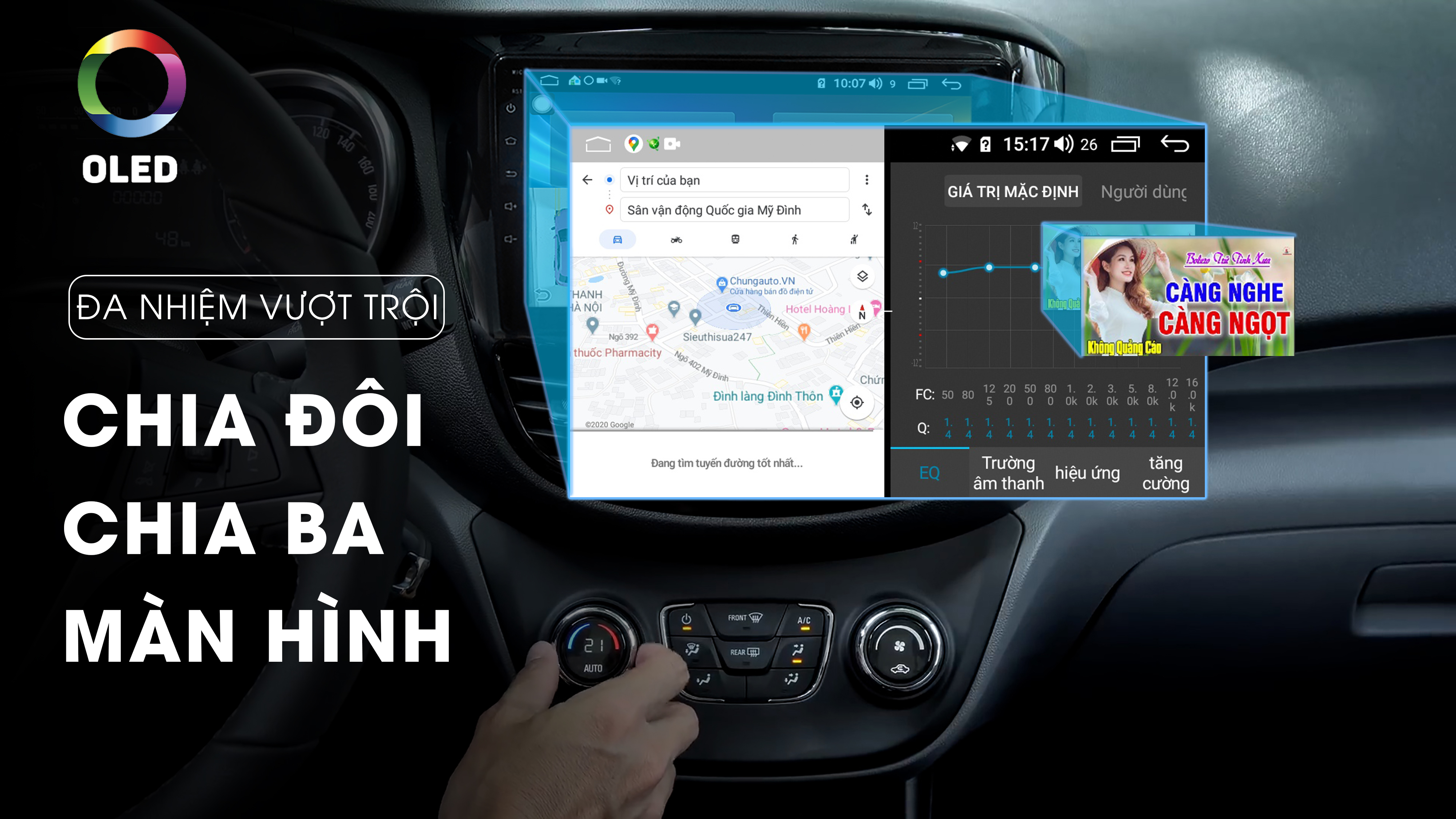 Tính năng chia đôi màn hình hiển thị trên màn hình Oled xe ô tô