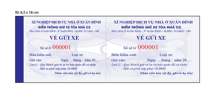 Mẫu vé xe ô tô tại Xuân Đỉnh