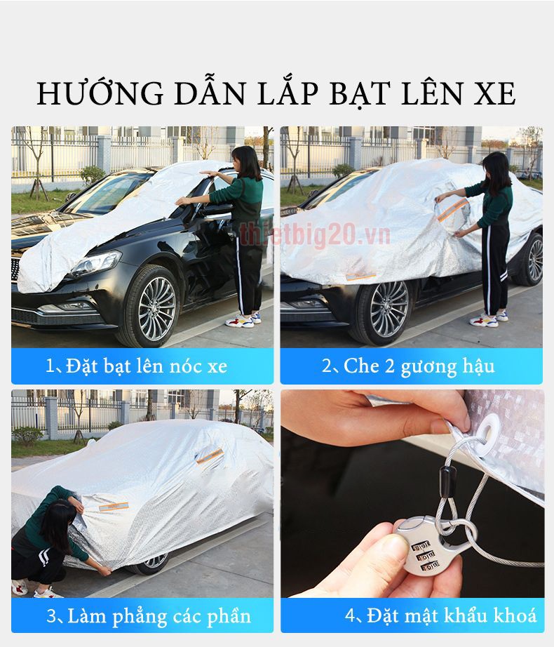 hình ảnh hướng dẫn cách gấp tấm trùm xe ô tô