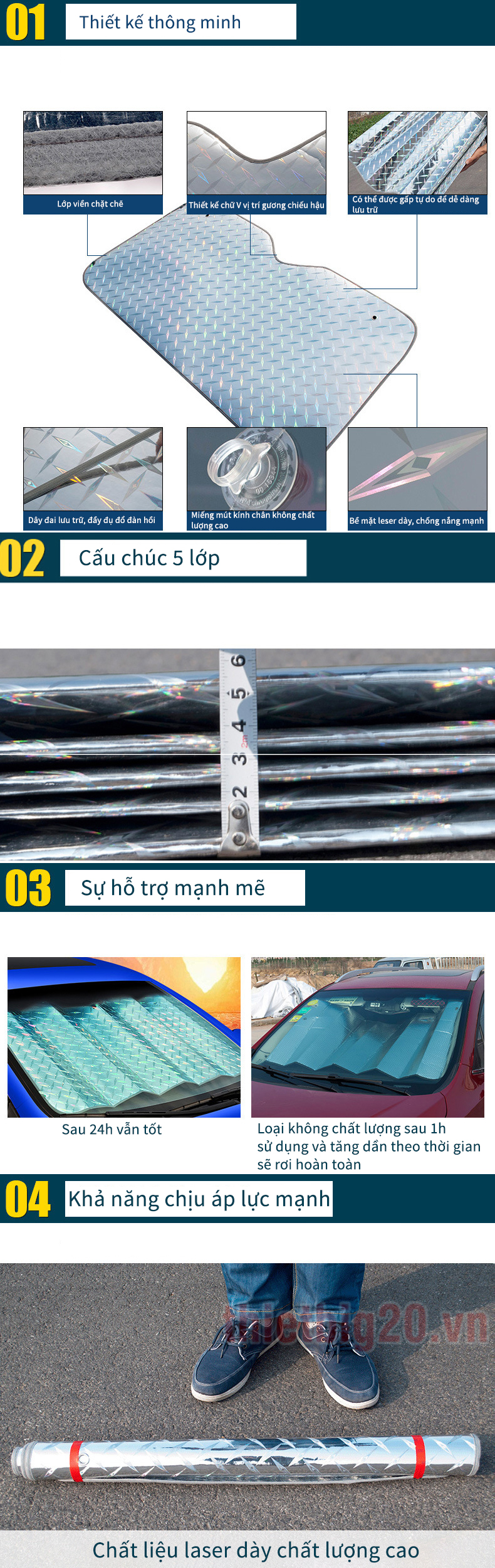 Nội thất xe ô tô trước và sau khi sử dụng tấm cách nhiệt