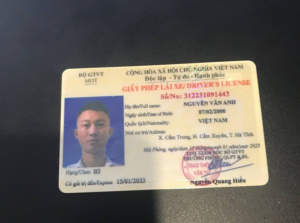 Mẫu bằng lái xe ô tô hạng B2 - Mặt trước