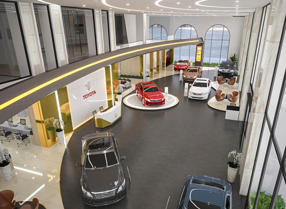 Bàn xoay xe ô tô được sử dụng trong showroom trưng bày xe