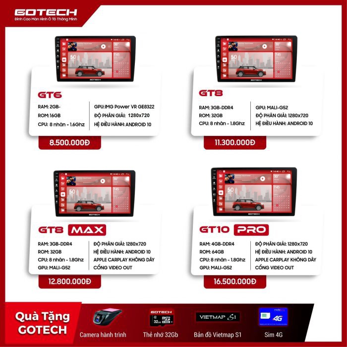 Bảng giá màn hình ô tô GOTECH