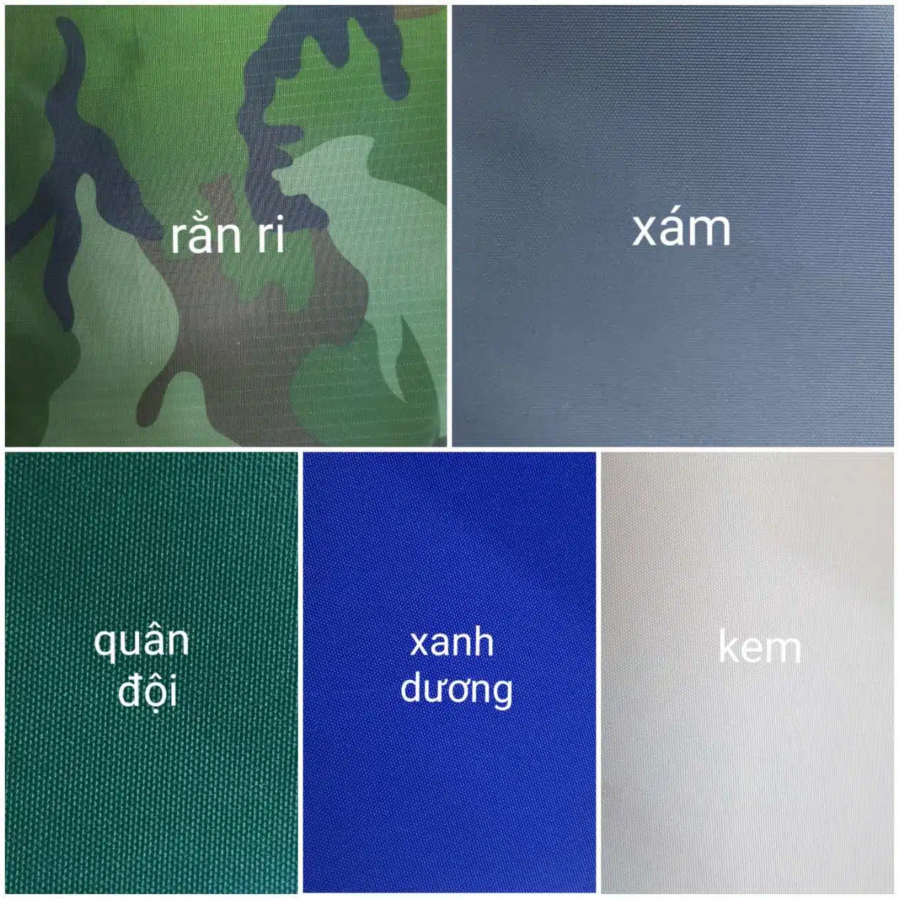 Bảng màu tấm bạt nhà để xe ô tô