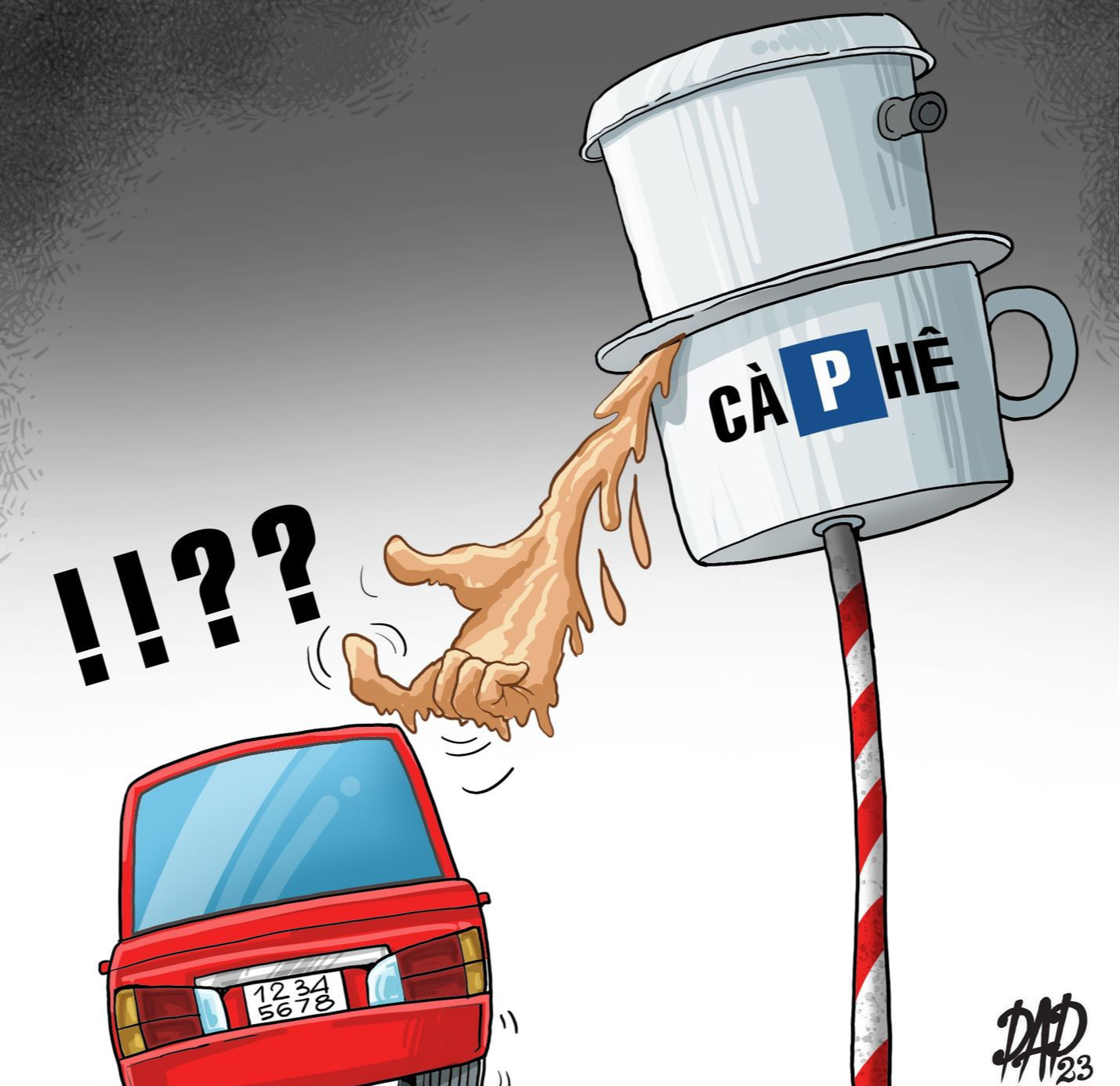 alt="Ô tô đậu trên lòng đường công cộng trước cửa quán"