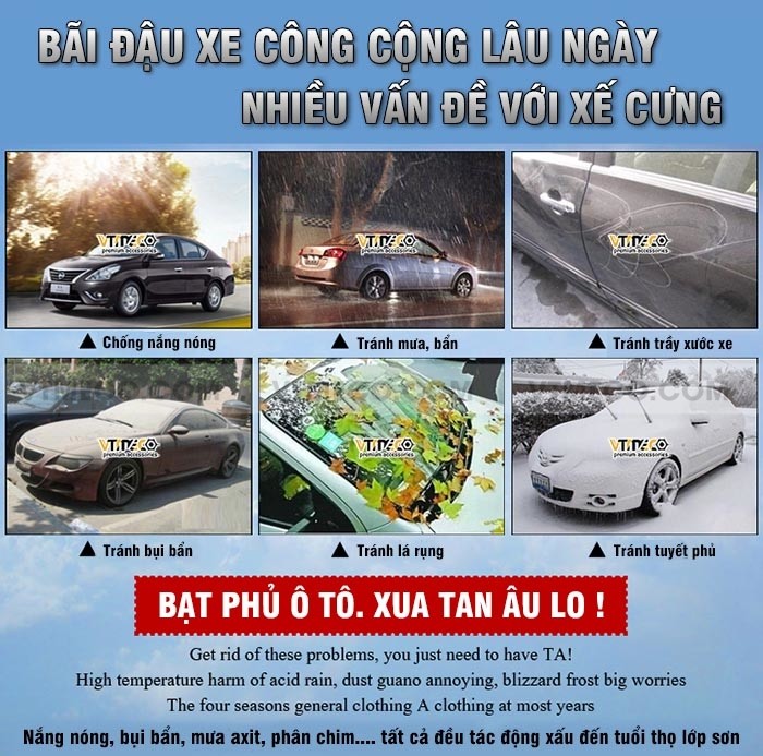 Mặt ngoài bạt phủ xe ô tô Camry tráng nhôm phản xạ UV