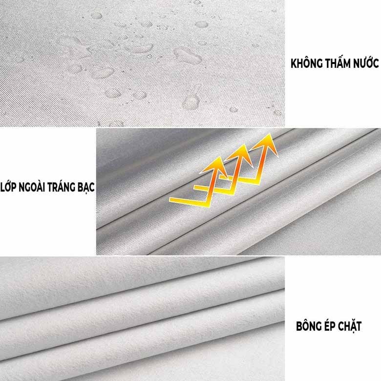 Khóa kéo tiện lợi trên bạt phủ xe ô tô Kia 5 chỗ 3 lớp vải dù