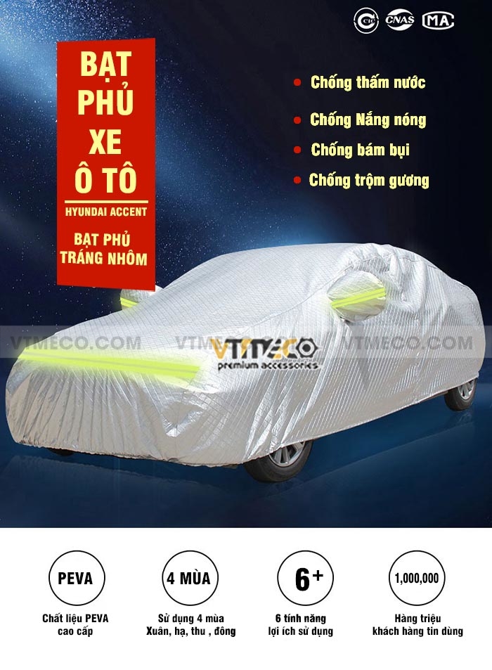 Chi tiết chất liệu bạt phủ xe ô tô Hyundai Accent loại CF