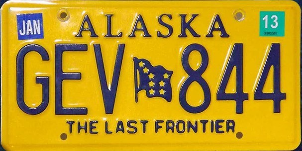 Tấm biển số xe ô tô GEV 844 từ Alaska