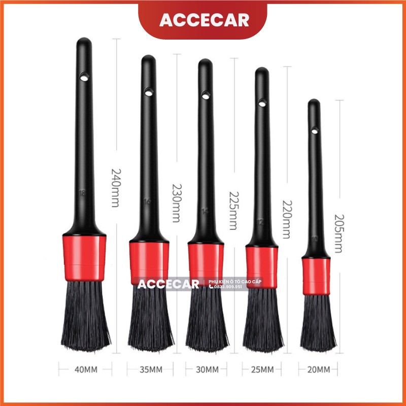 Bộ cọ rửa xe ô tô 5 chi tiết với các kích cỡ khác nhau