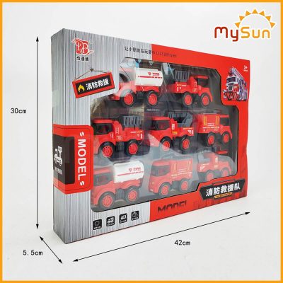 Bộ xe ô tô cứu hỏa đồ chơi mini và cỡ nhỏ