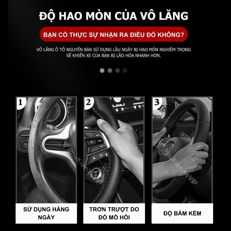 Bọc vô lăng xe ô tô da lộn sợi carbon lắp đặt bền bỉ