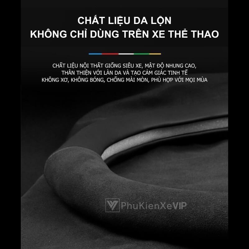 Hình ảnh chất liệu da lộn cao cấp trên bọc vô lăng xe ô tô