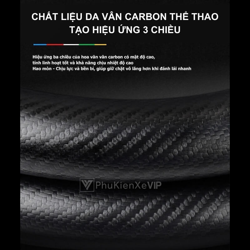 Hiệu ứng 3 chiều độc đáo của bọc vô lăng da lộn sợi Carbon xe ô tô Ford Transit