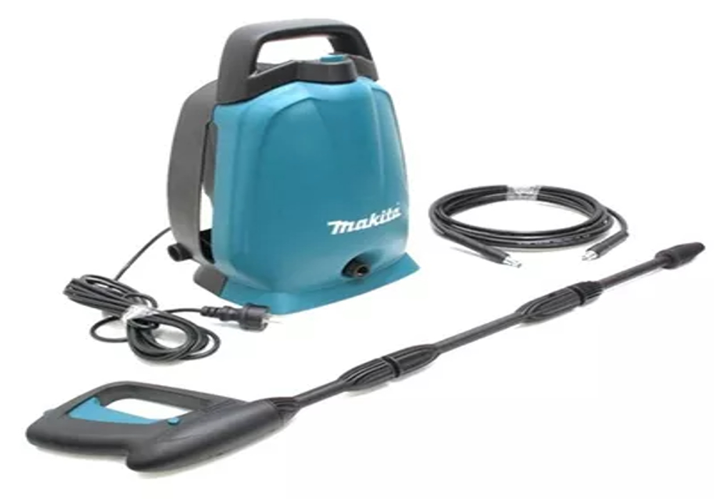 Máy bơm rửa xe ô tô mini Makita HW102 có bánh xe dễ di chuyển