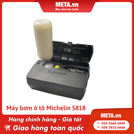 Bơm xe ô tô loại nào tốt: Máy bơm ô tô, xe máy kèm vá lốp xe khẩn cấp Michelin 5818