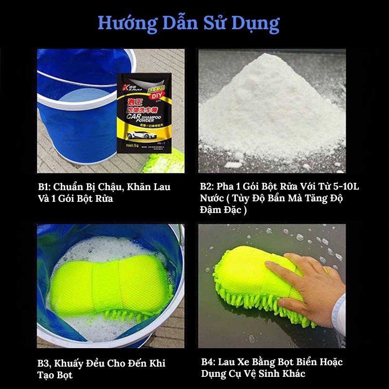 Các bước rửa xe ô tô với bột rửa xe bọt tuyết đơn giản