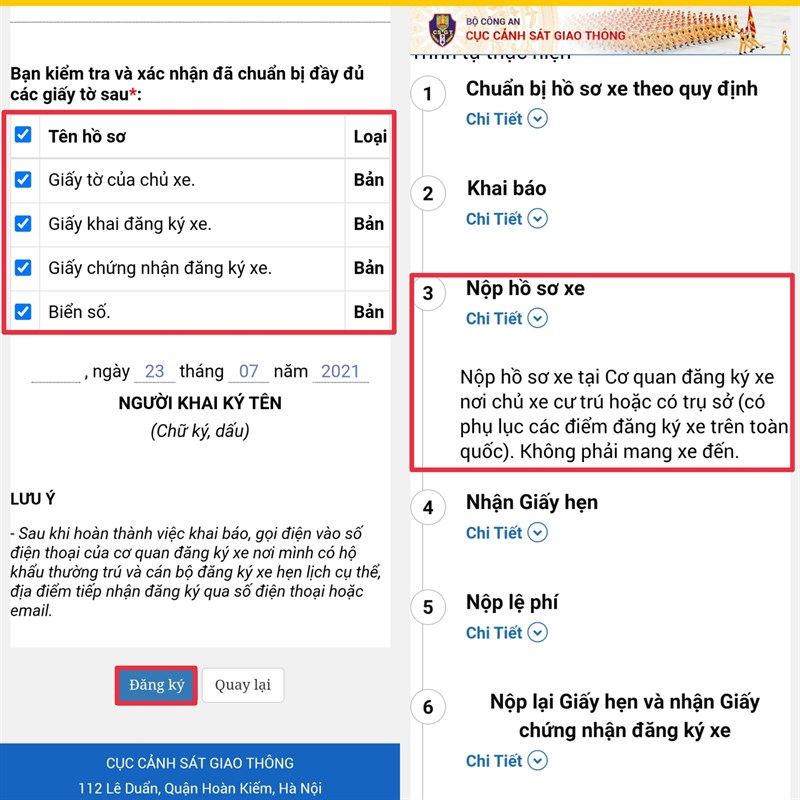 Tải lên giấy tờ hồ sơ cần thiết cho thủ tục cấp lại
