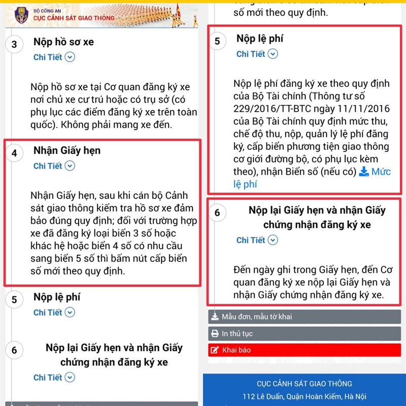 Xem thông tin về thời gian xử lý và lệ phí nộp hồ sơ online