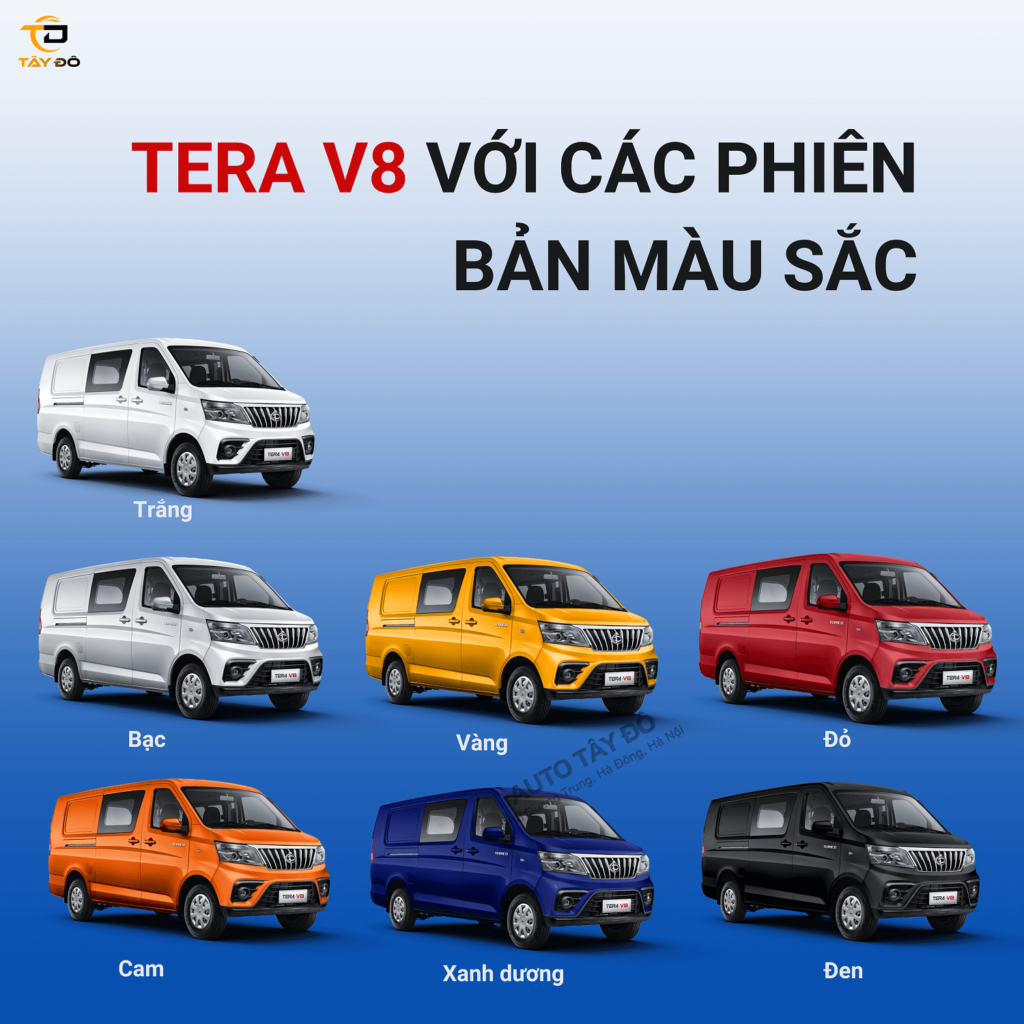 Các màu sắc ngoại thất của xe ô tô tải van Tera V8 5 chỗ