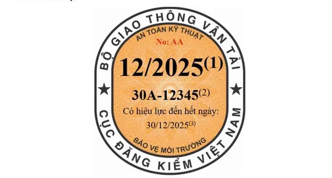 Tem đăng kiểm xe ô tô màu vàng cam cho xe thông thường