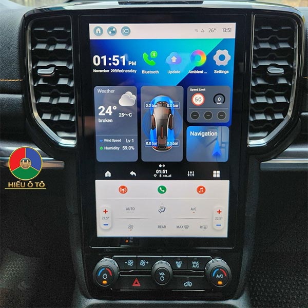 Giao diện Android Box trên màn hình Ford Everest hỗ trợ Carplay Android Auto