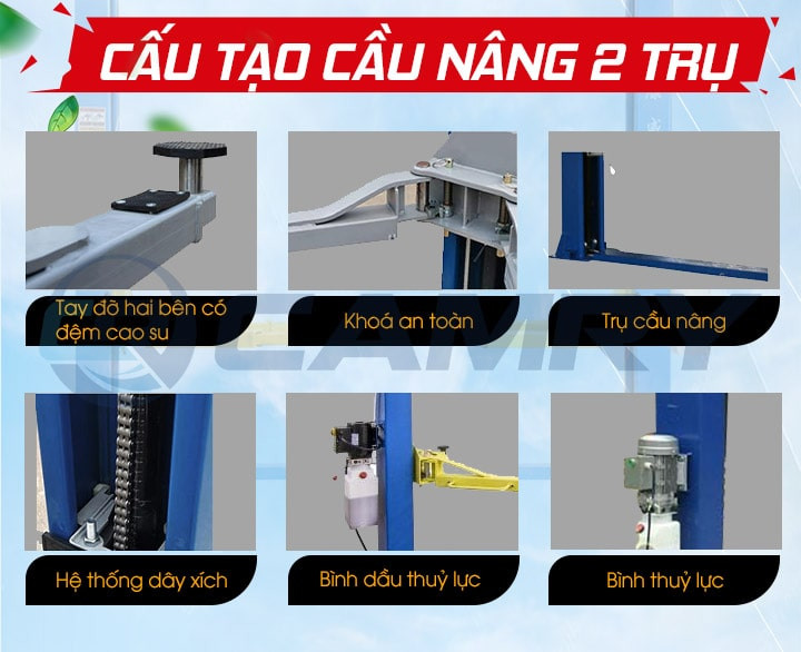 Cầu nâng sửa xe ô tô 2 trụ: Lợi ích và cấu tạo