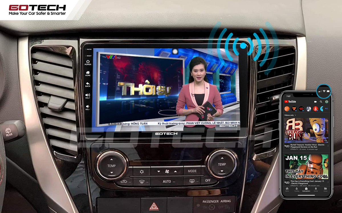 Chia sẻ kết nối Wifi từ màn hình ô tô Pajero Sport